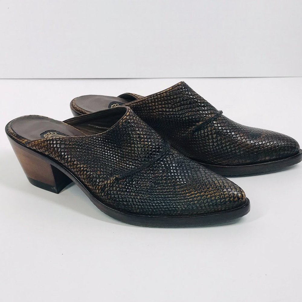 Salphy Dark Brown Dallas Alligator Hand Crafted Heeled Mule
